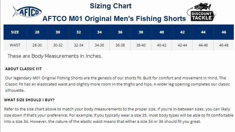 AFTCO M01L Original Long Men's Fishing Shorts