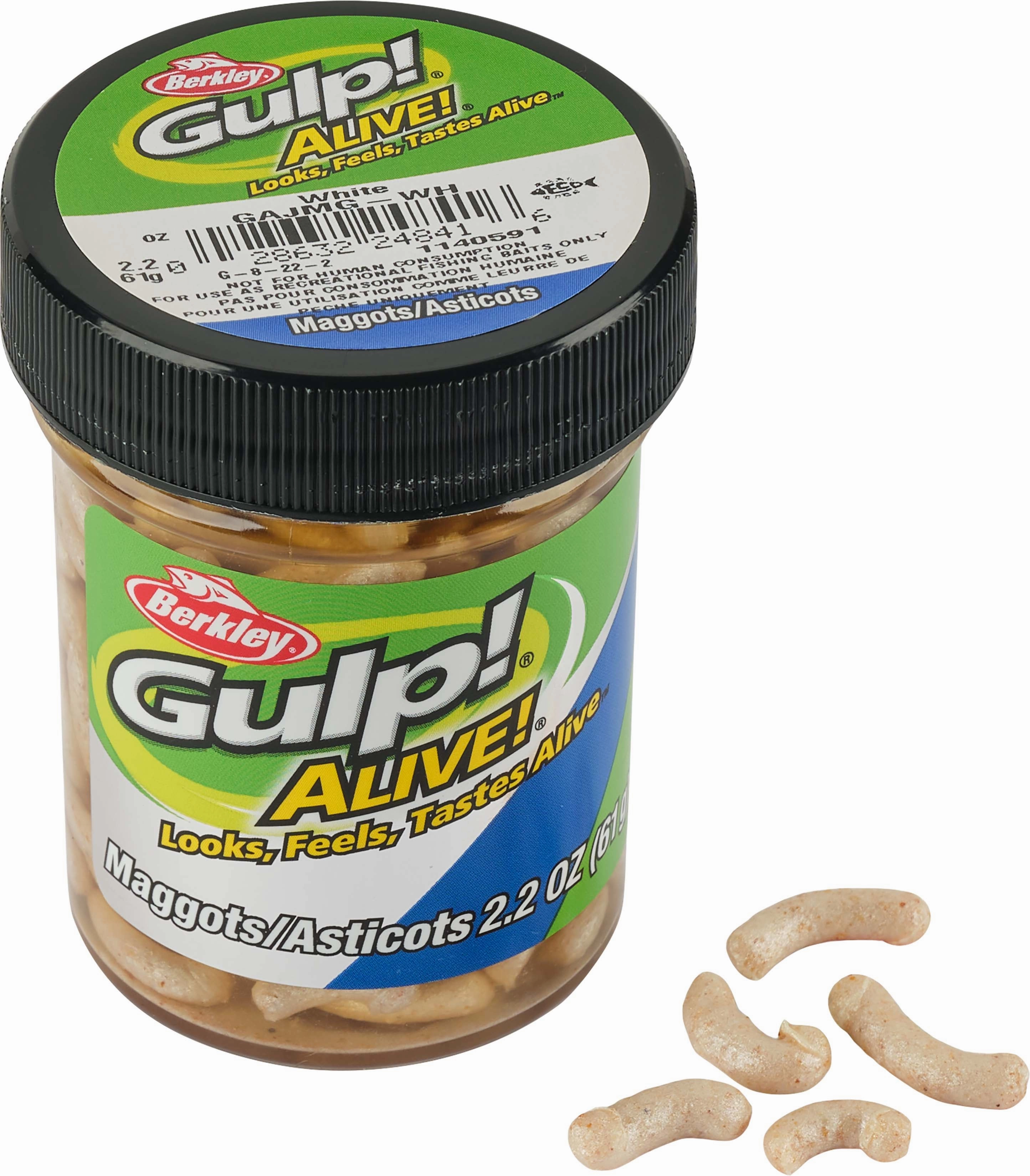 Berkley Gulp! Alive! 1 inch White Maggots 2.2 oz. Jar