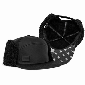 Billed Trapper Hat | Blackout American Flag
