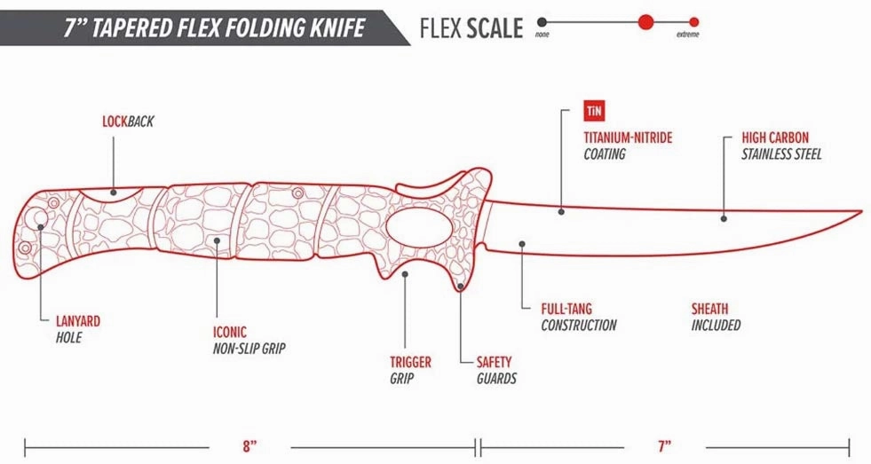 Bubba Tapered Flex Folding Fillet Knife - 7 Inch