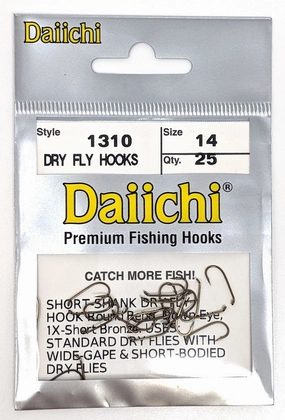 Daiichi 1310 Short-Shank Down Eye Hook size 14 25 pack