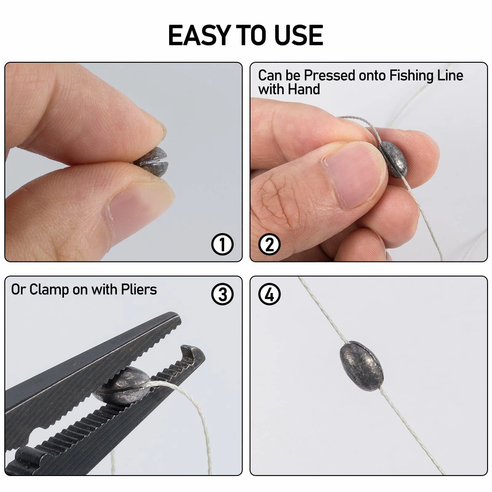 Dr.Fish 100 pcs Oval Split Sinkers  Lead Weights 1/50 to 1/14oz