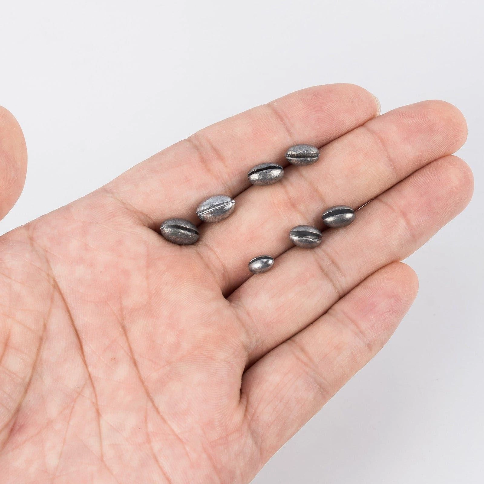 Dr.Fish 100 pcs Oval Split Sinkers  Lead Weights 1/50 to 1/14oz