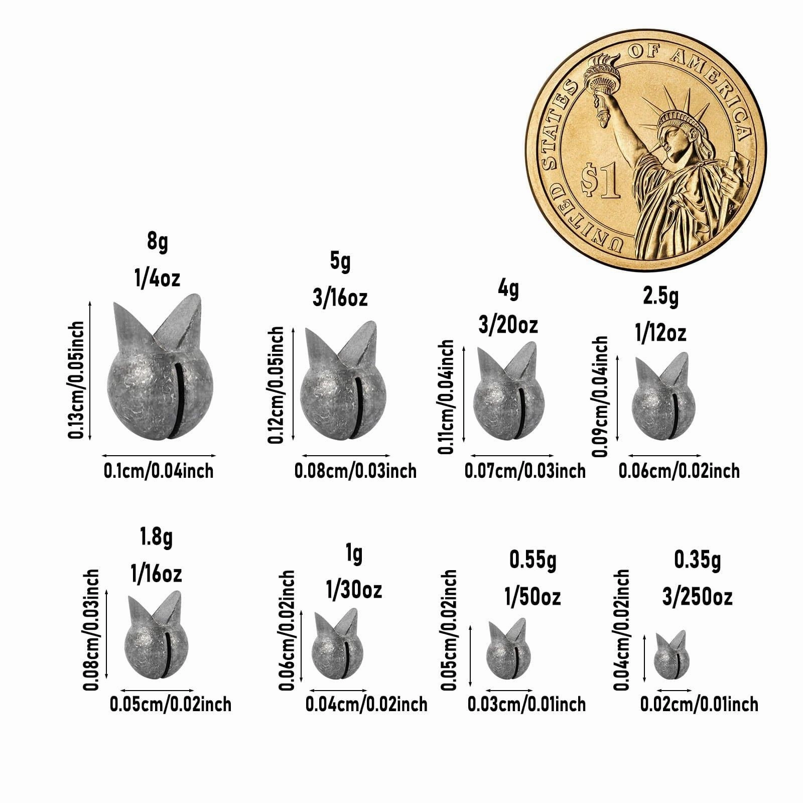 Dr.Fish 100pcs Split Shot Weights 3/250 to 3/20oz