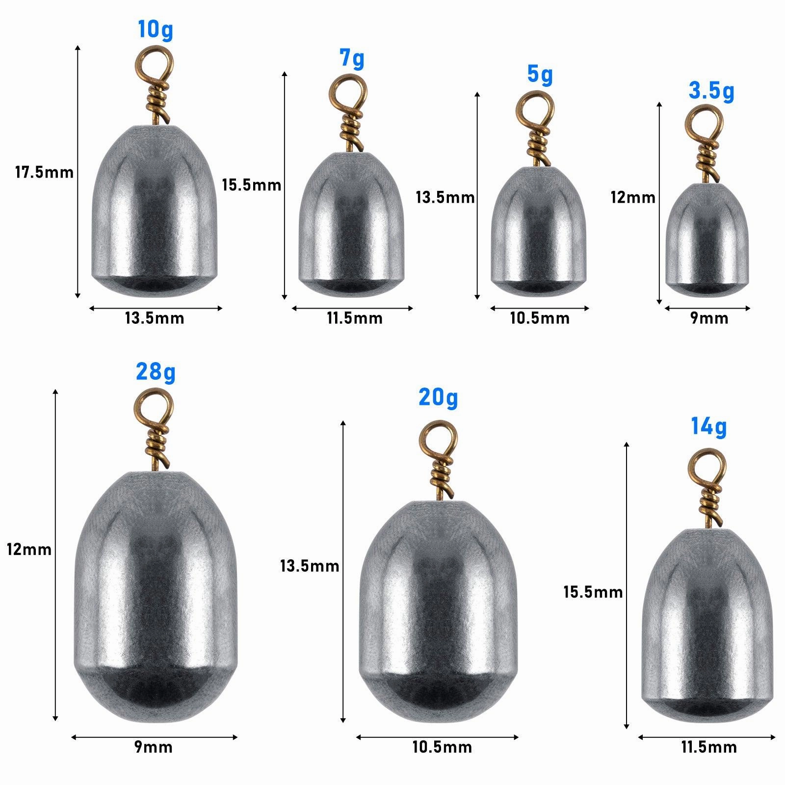 Dr.Fish 10/20pcs Bulk Iron Fishing Weight 3.5g-28g