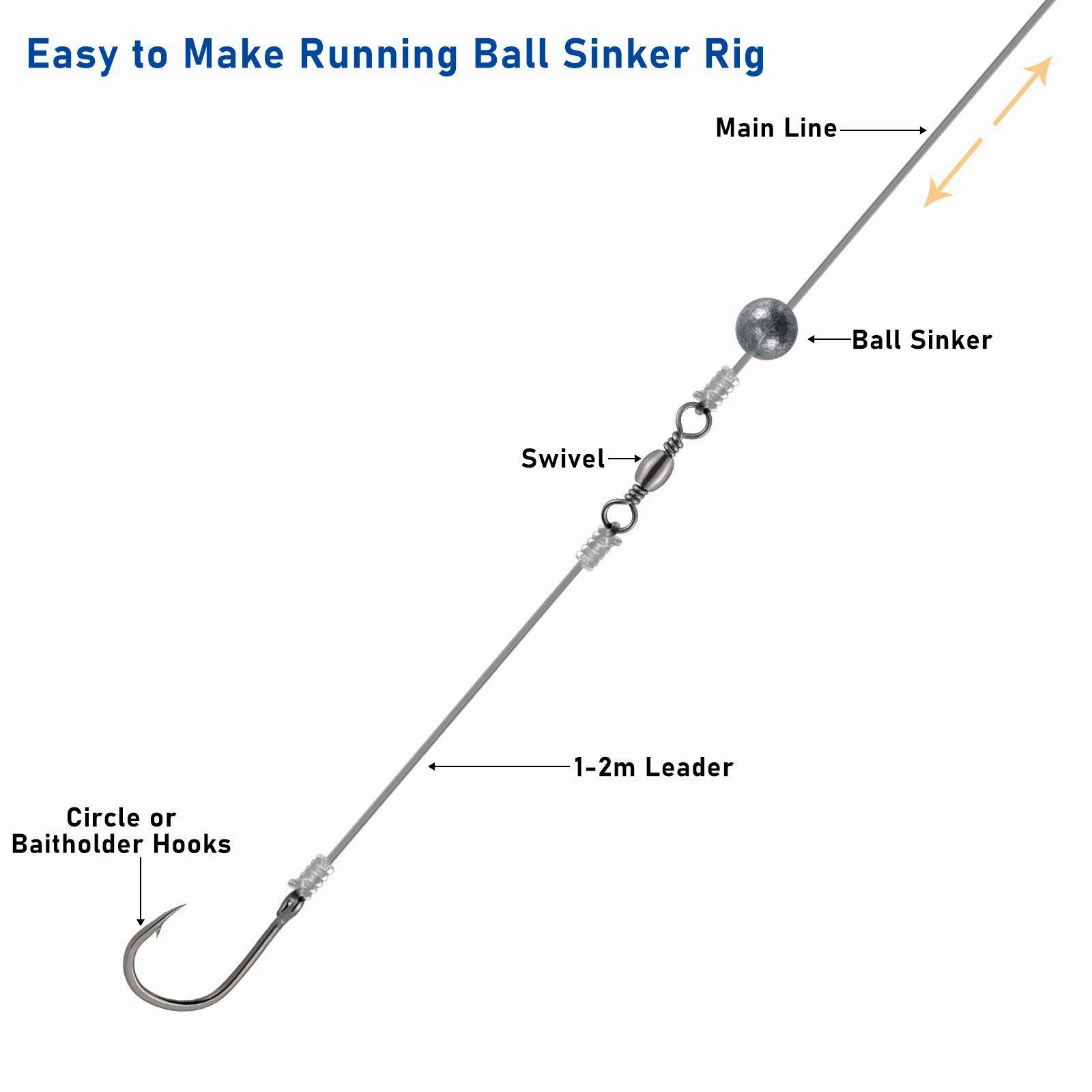 Dr.Fish 12pcs Bulk Ball Sinker Drilled In-line Weight  3-54g