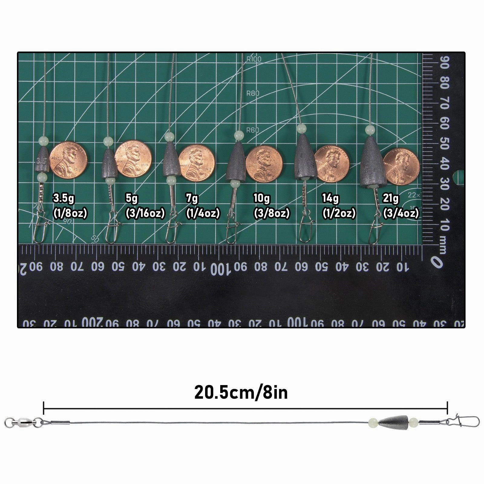 Dr.Fish 15pcs Carolina Ready Rigs with Bullet Weight 1/8-3/4oz