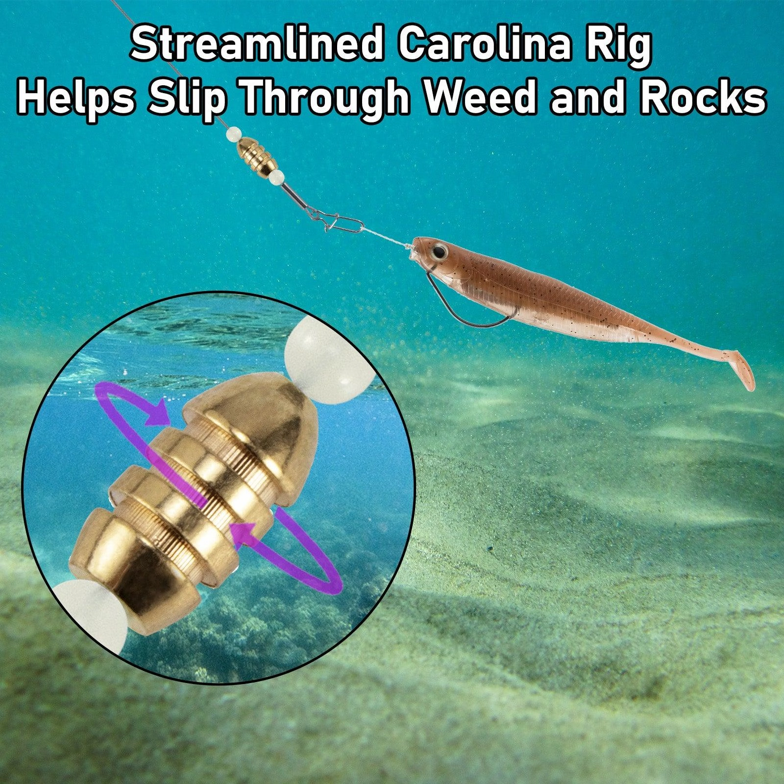 Dr.Fish 15pcs Carolina Ready Rigs with Bullet Weight 1/8-3/4oz