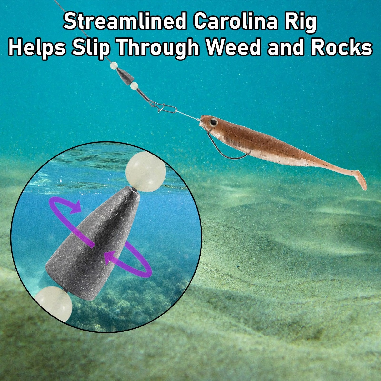 Dr.Fish 15pcs Carolina Ready Rigs with Bullet Weight 1/8-3/4oz