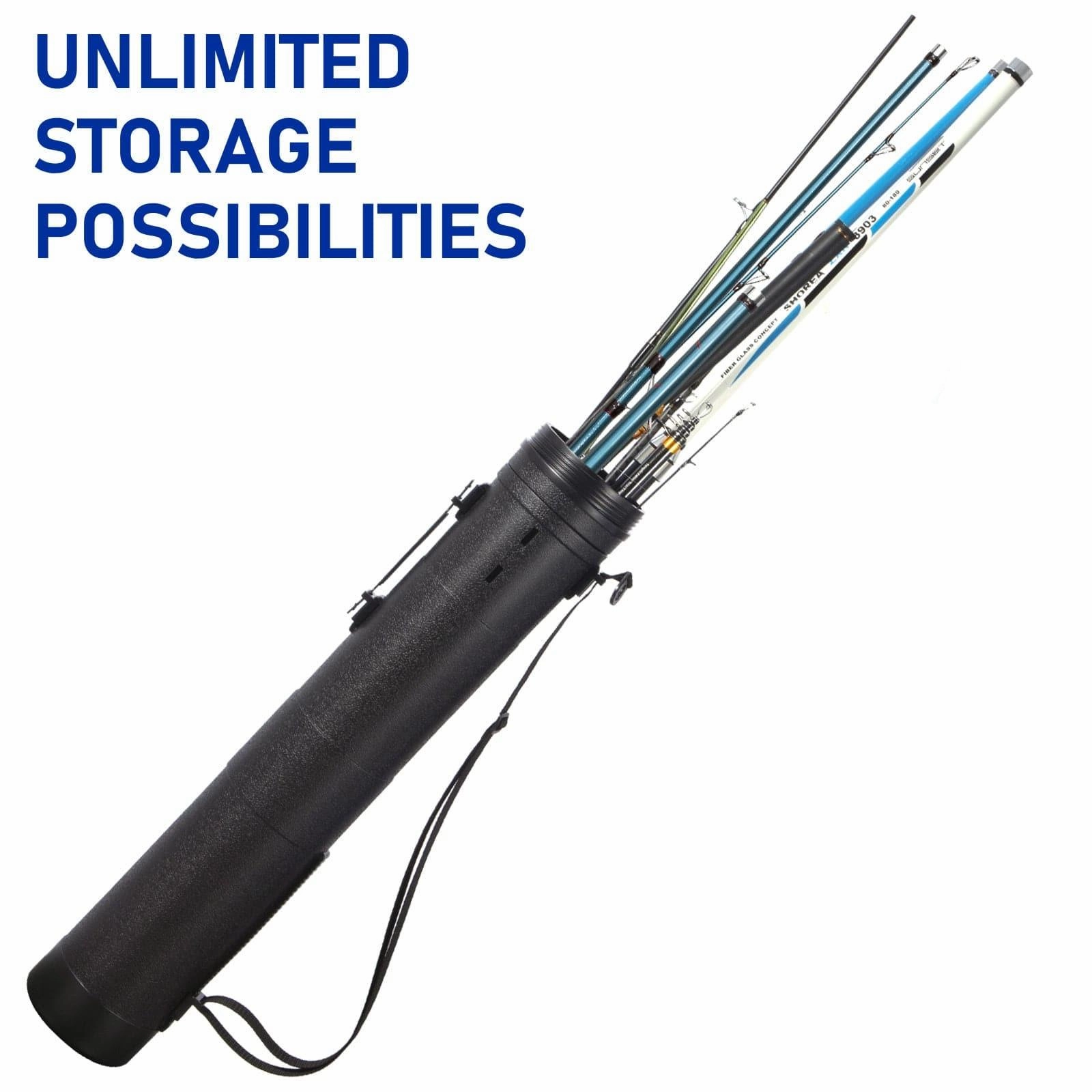 Dr.Fish 2pcs large Telescoping Rod Tube   6 Wrap Tie Fishing Pole Storage