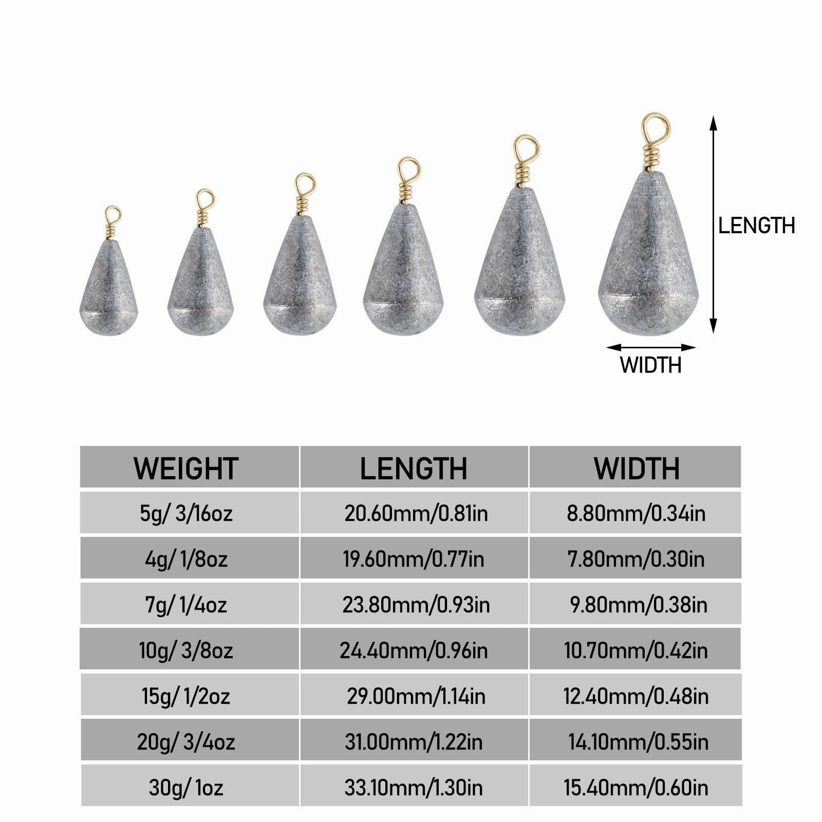 Dr.Fish 30 pcs Drop Shot Weights 3/16oz-1oz
