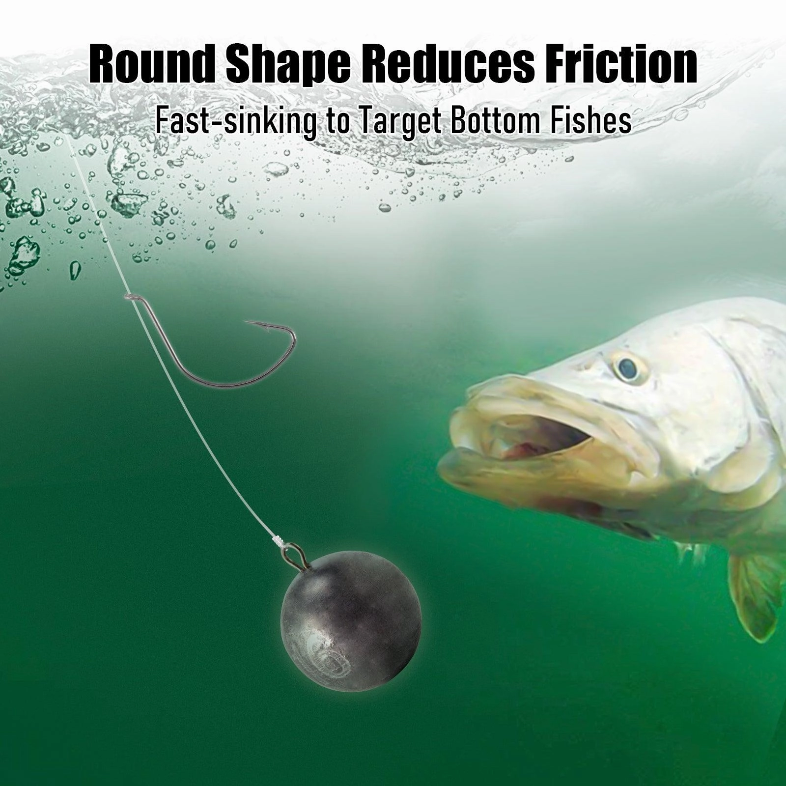 Dr.Fish 3/5pcs Fishing Round Ball Lead Sinkers 1-16oz