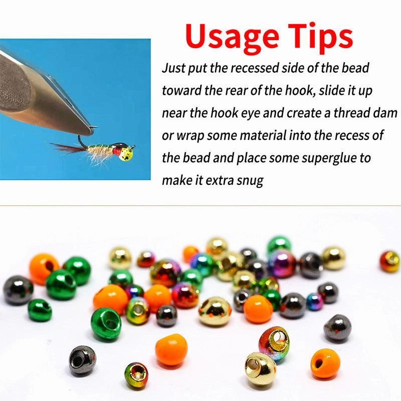 Dr.Fish 5pcs Fly Tying Offset Tungsten Beads 2.3-3.8mm