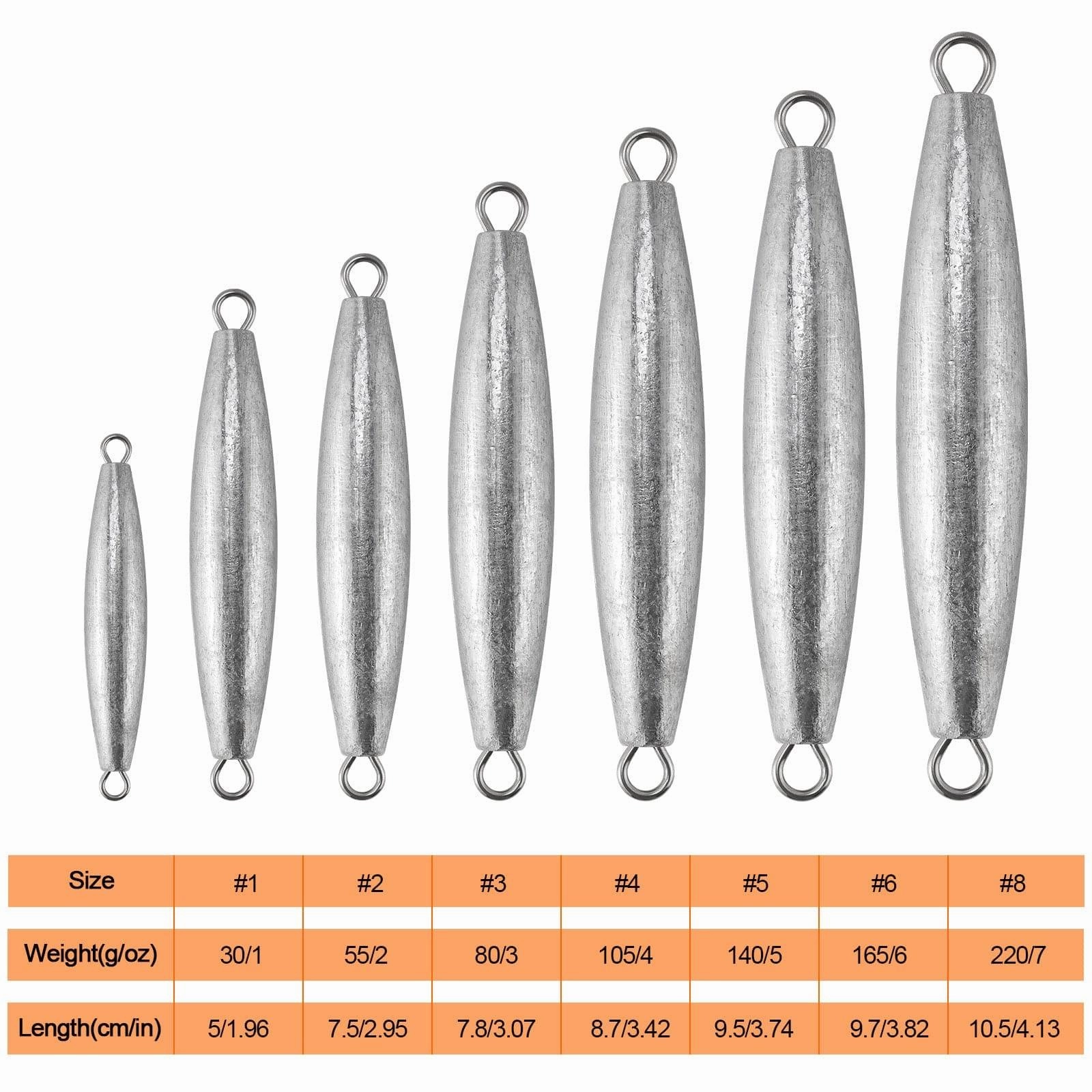Dr.Fish 5pcs Torpedo Sinkers 1 to 8oz