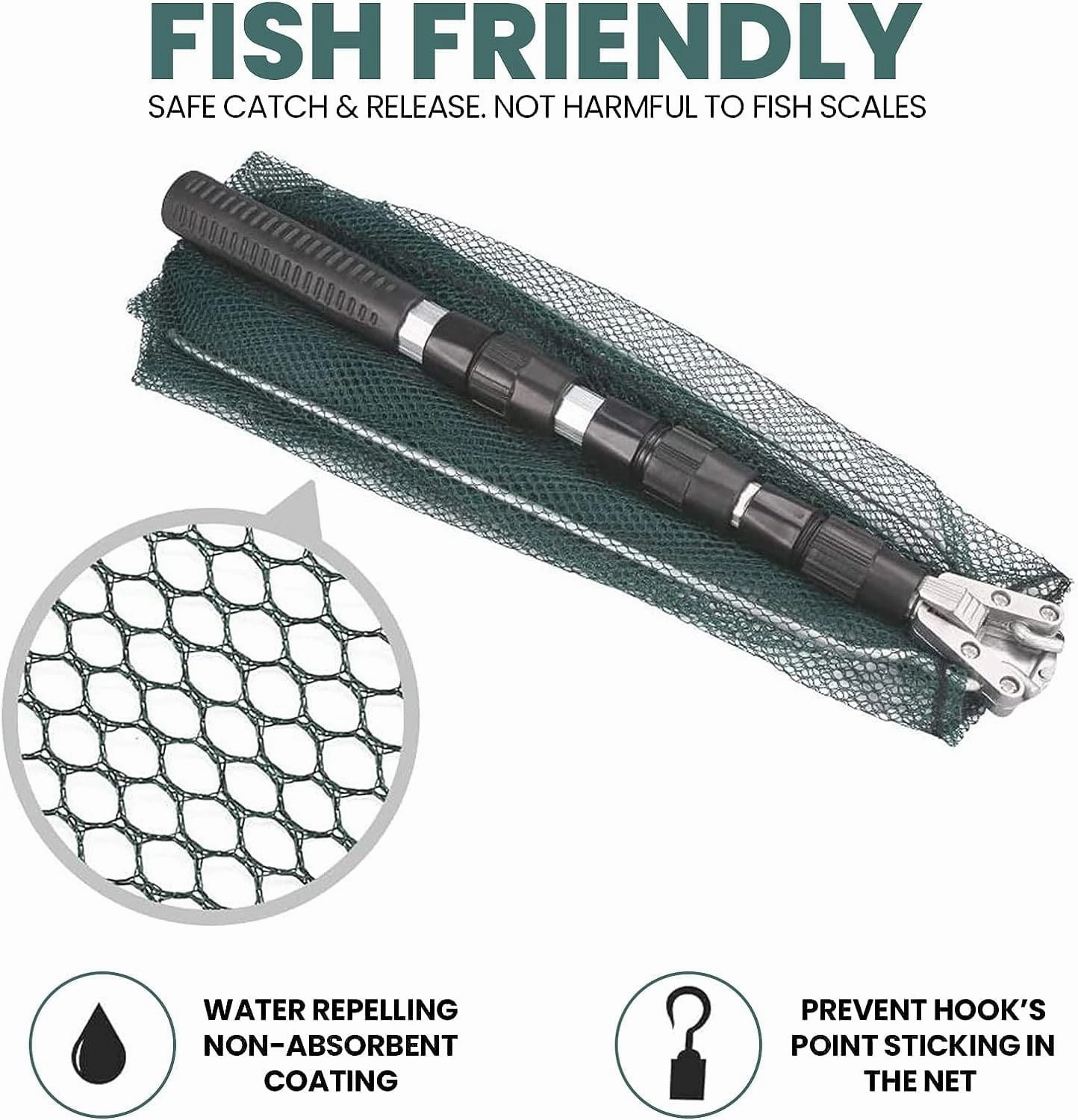 Dr.FIsh Foldable Fishing Landing Net for Bird Fish Catch 1.5-2.1M
