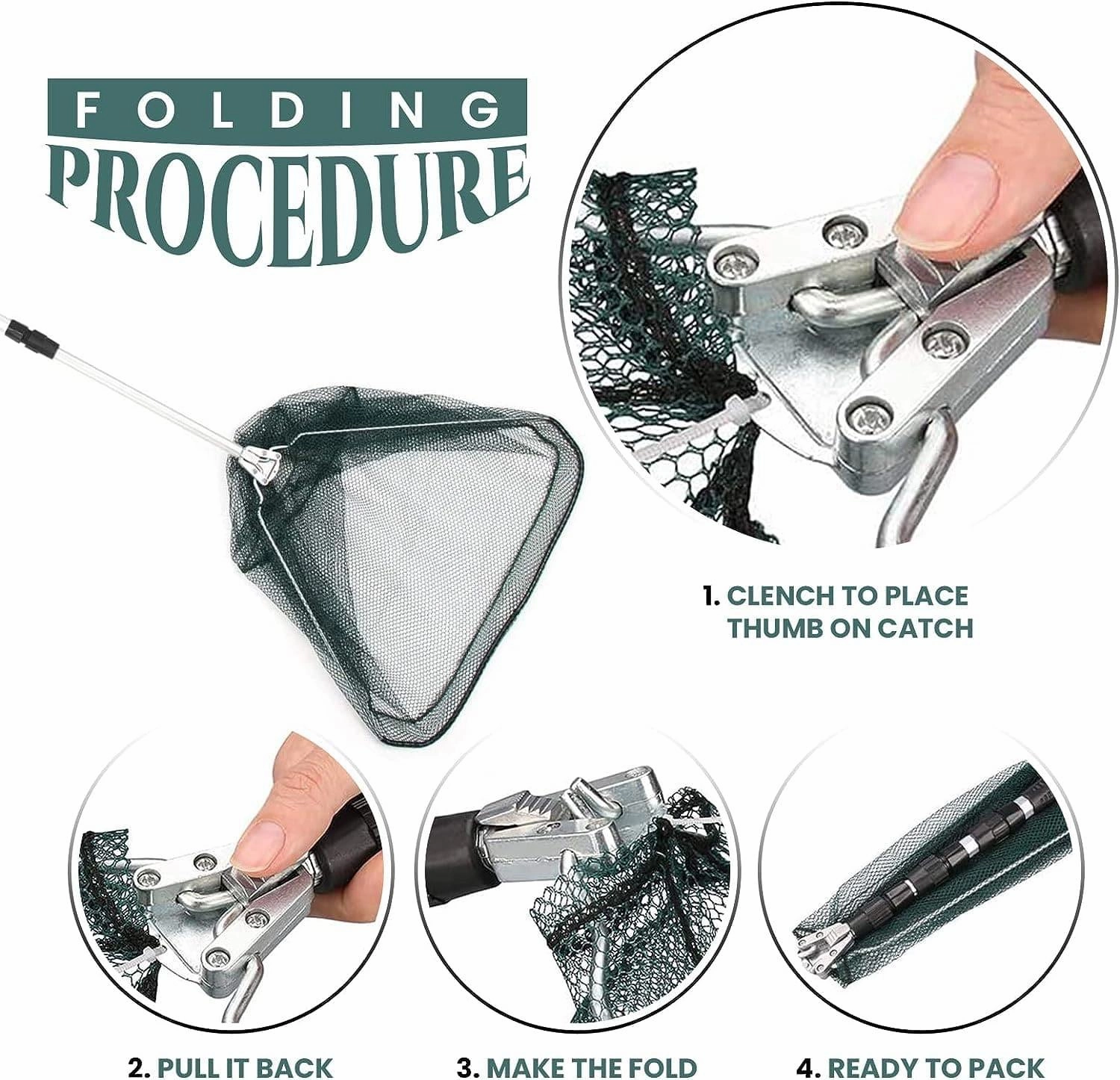 Dr.FIsh Foldable Fishing Landing Net for Bird Fish Catch 1.5-2.1M