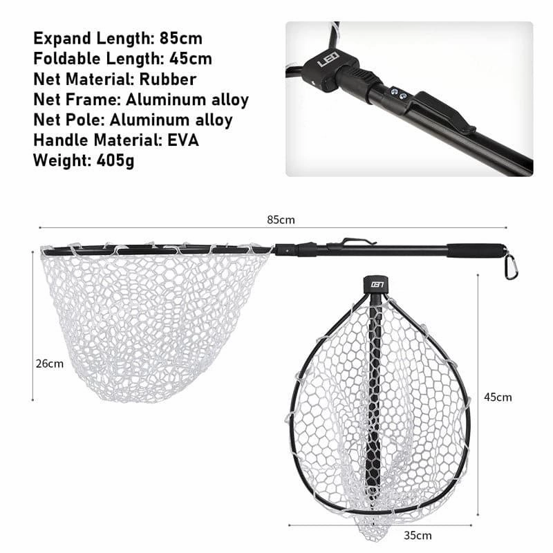 Dr.Fish Foldable Soft Rubber Mesh Trout Net