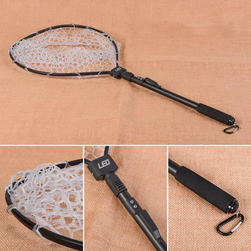 Dr.Fish Foldable Soft Rubber Mesh Trout Net