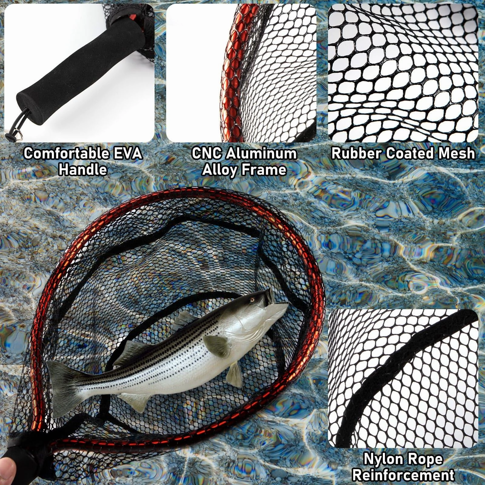 Dr.Fish Handle Landing Flying Fishing Net