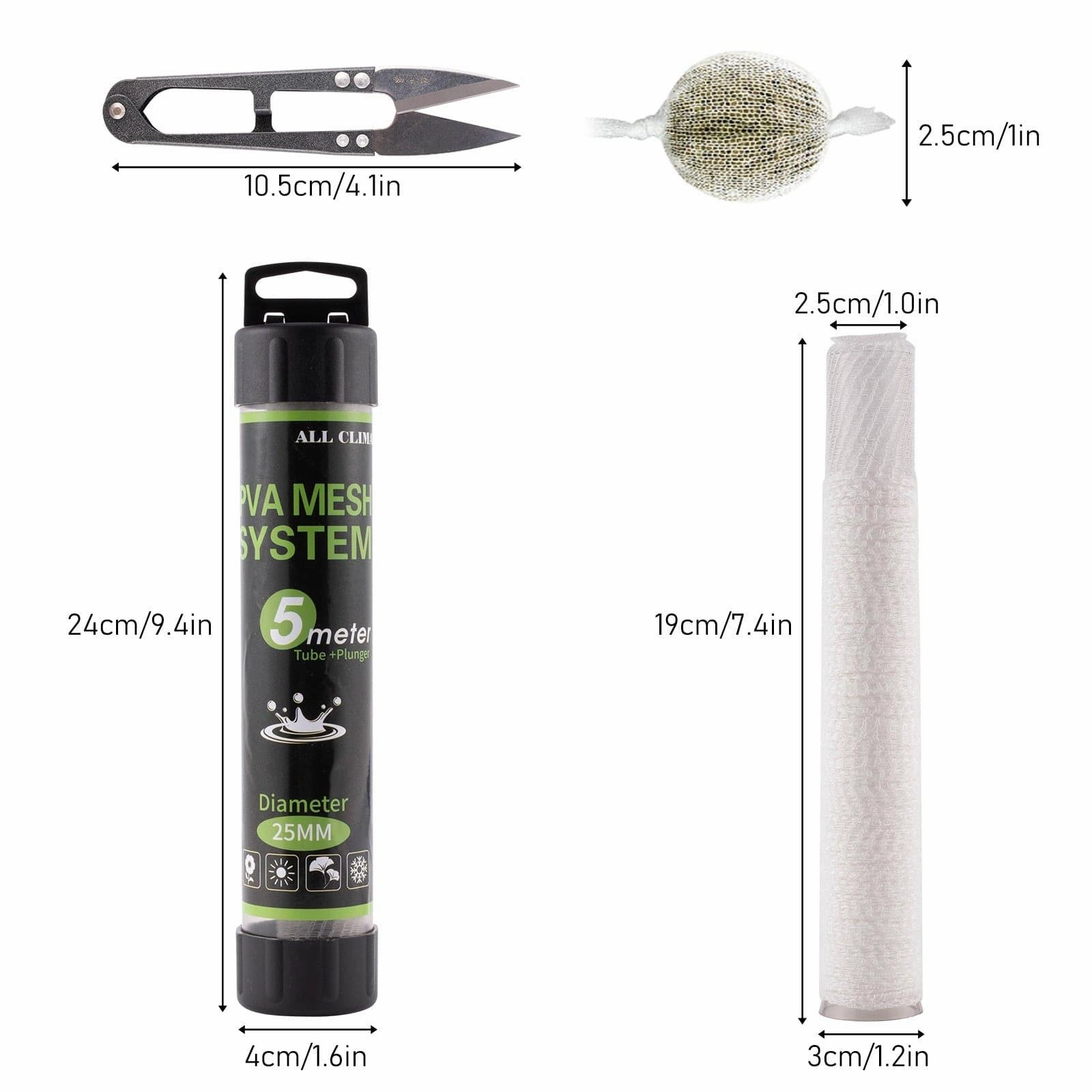Dr.Fish PVA Mesh Kit with Bait Loading Tool 7.4''
