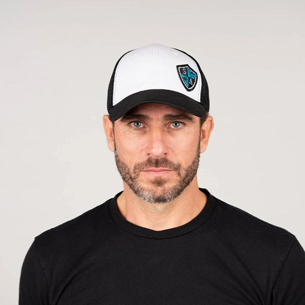 FlexFit Snap Hat | Wht/Blk | SA Blue Shield