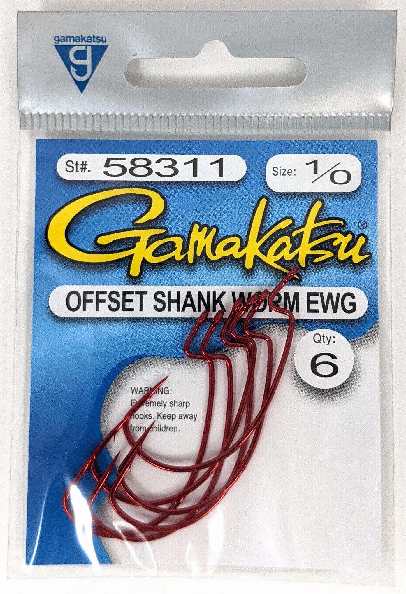 Gamakatsu Worm Hook Offset Extra Wide Gap, Loose Pack