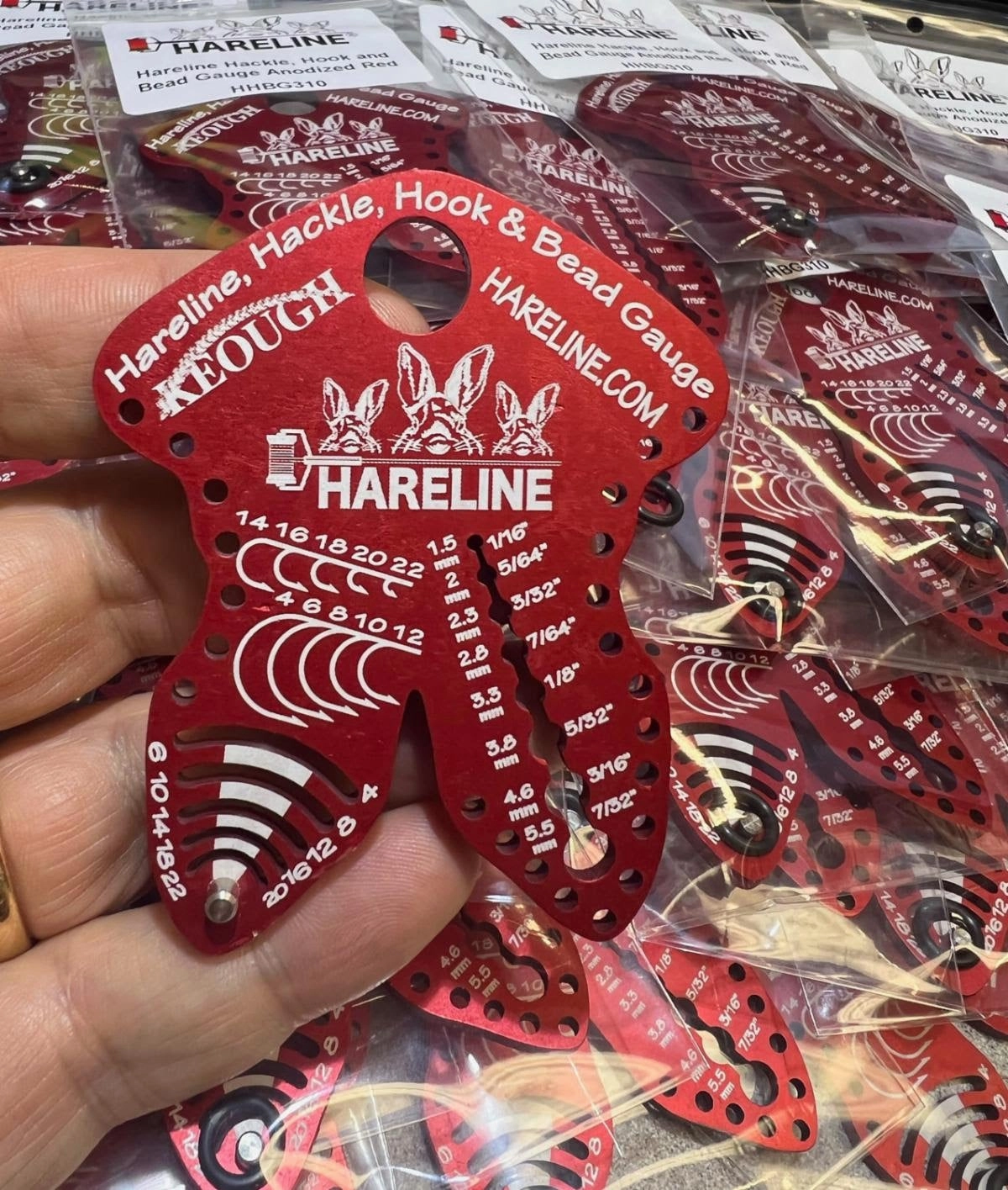 Hareline Anodized Hackle, Hook and Bead Gauge
