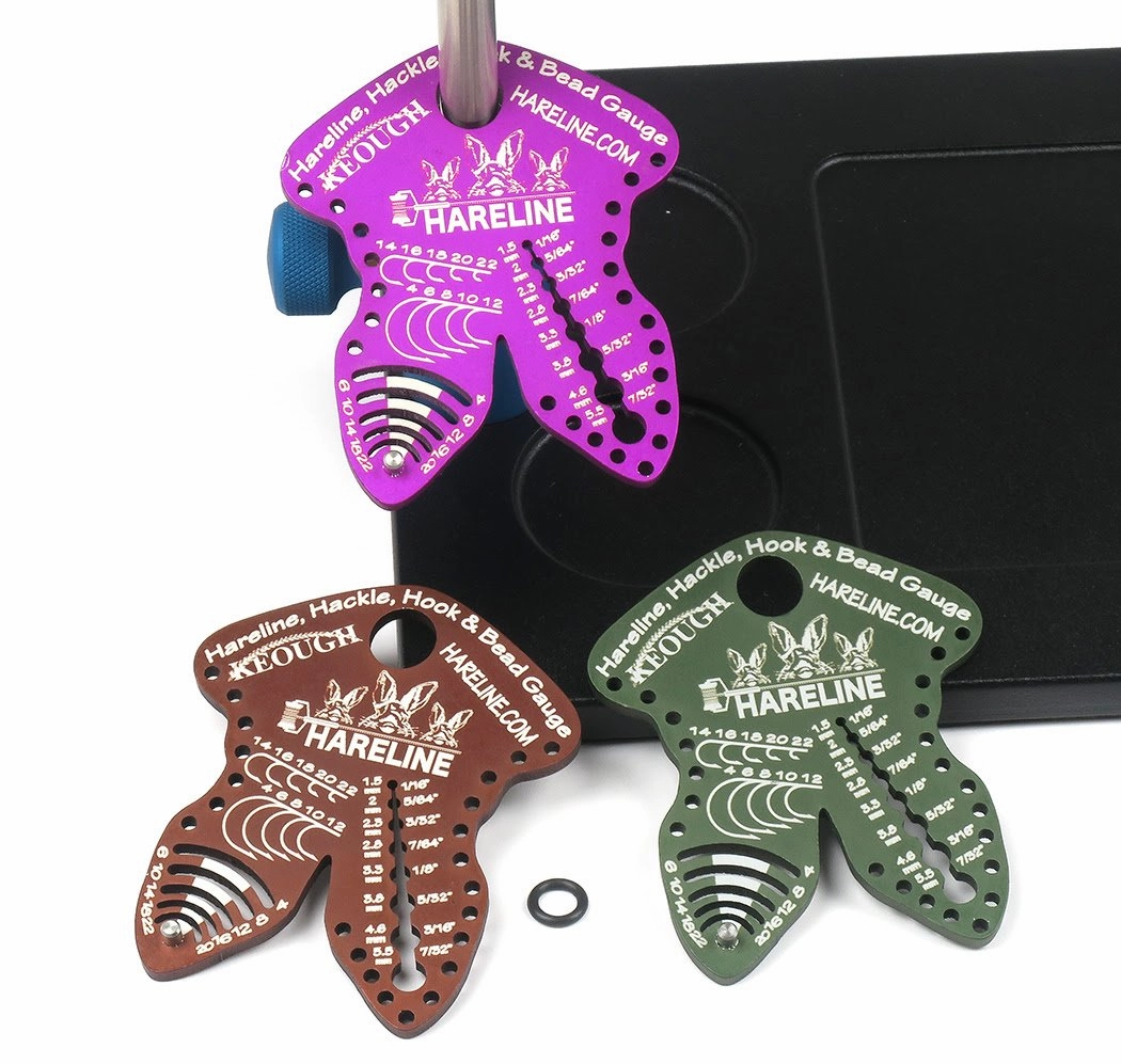 Hareline Anodized Hackle, Hook and Bead Gauge