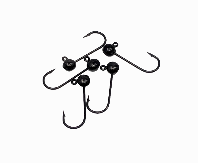 Hareline Black Nickel Round Lead Jighead Hook 5 Pack