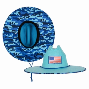 Keys Straw Hat | Aqua Blue Military Camo | Aqua