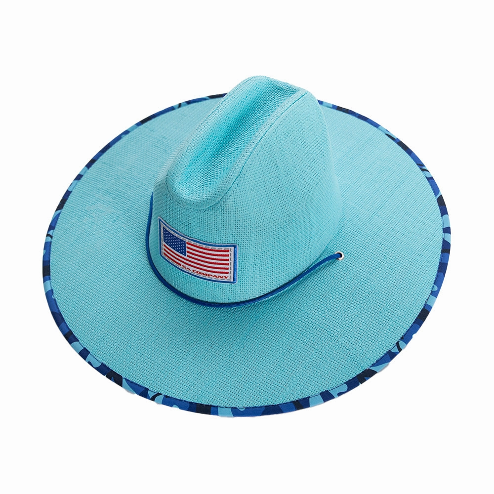 Keys Straw Hat | Aqua Blue Military Camo | Aqua