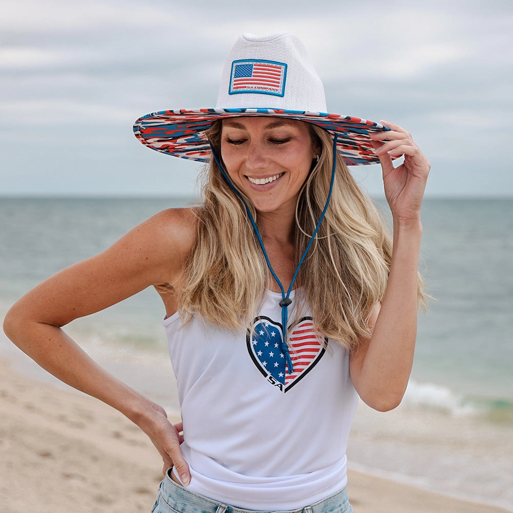 Keys Straw Hat | USA Military Camo | White