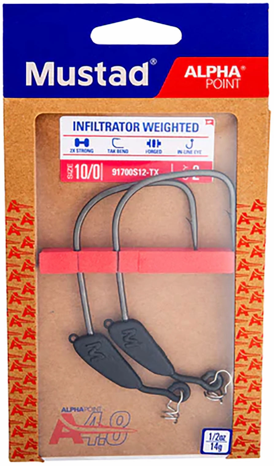 Mustad Alpha-Point Infiltrator Weighted Hook - 3 Pack