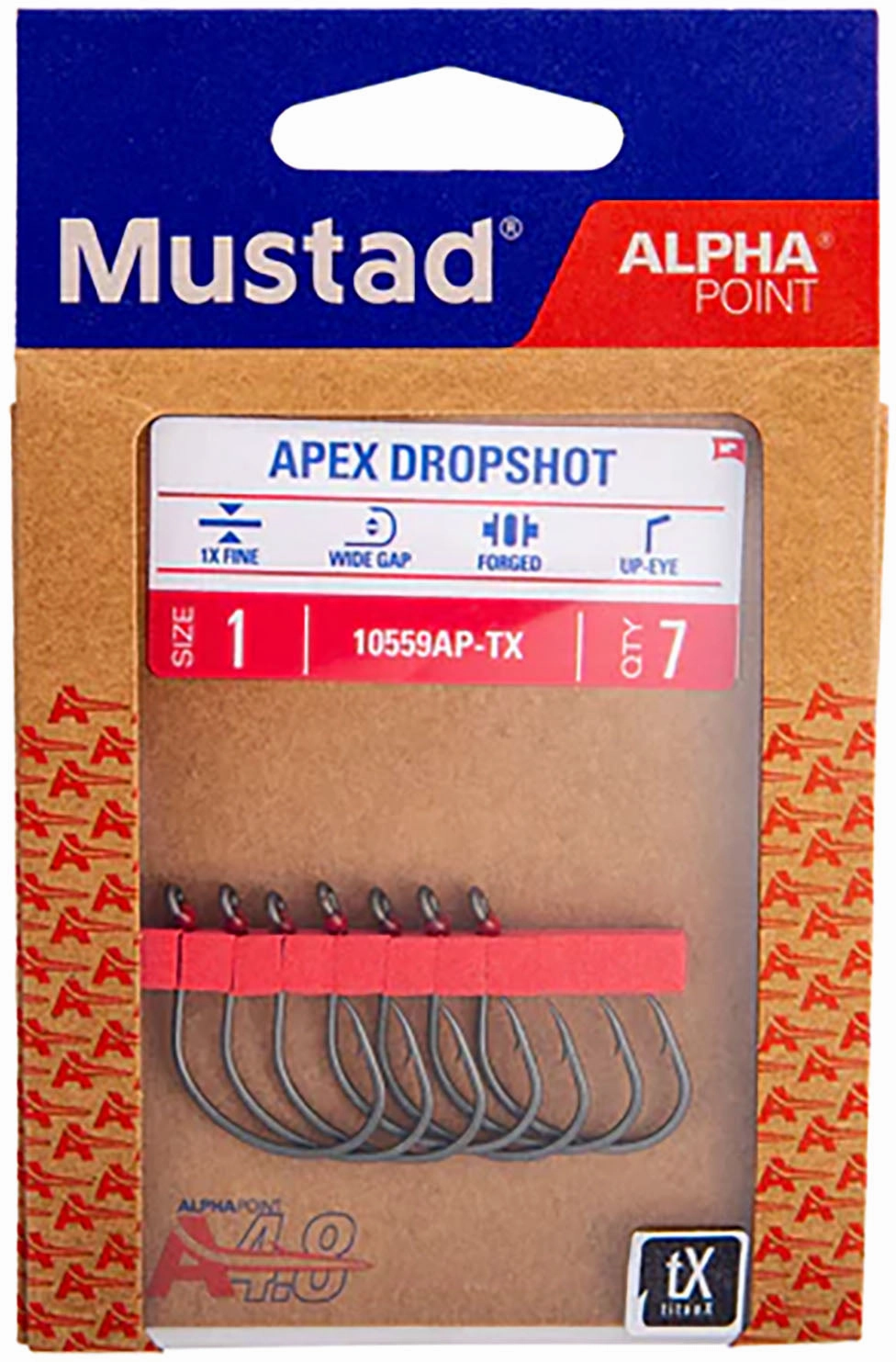 Mustad Alpha-Point Inline Apex Dropshot Hooks