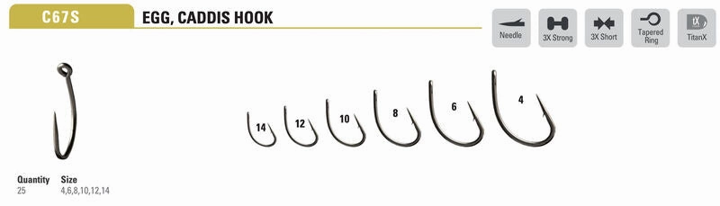 Mustad Egg/Caddis Hook 2X Strong 3X Long Forged Straight TitanX 25 Pack