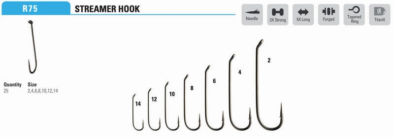 Mustad Streamer Hook 79580 2XH 5XL Forged Down Eye TitanX 25 Pack