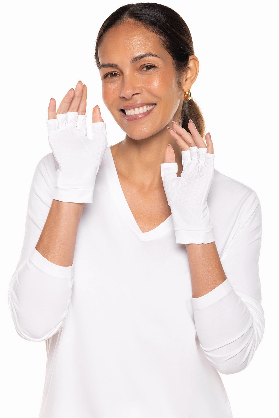 Ouray UV Fingerless Sun Gloves | White
