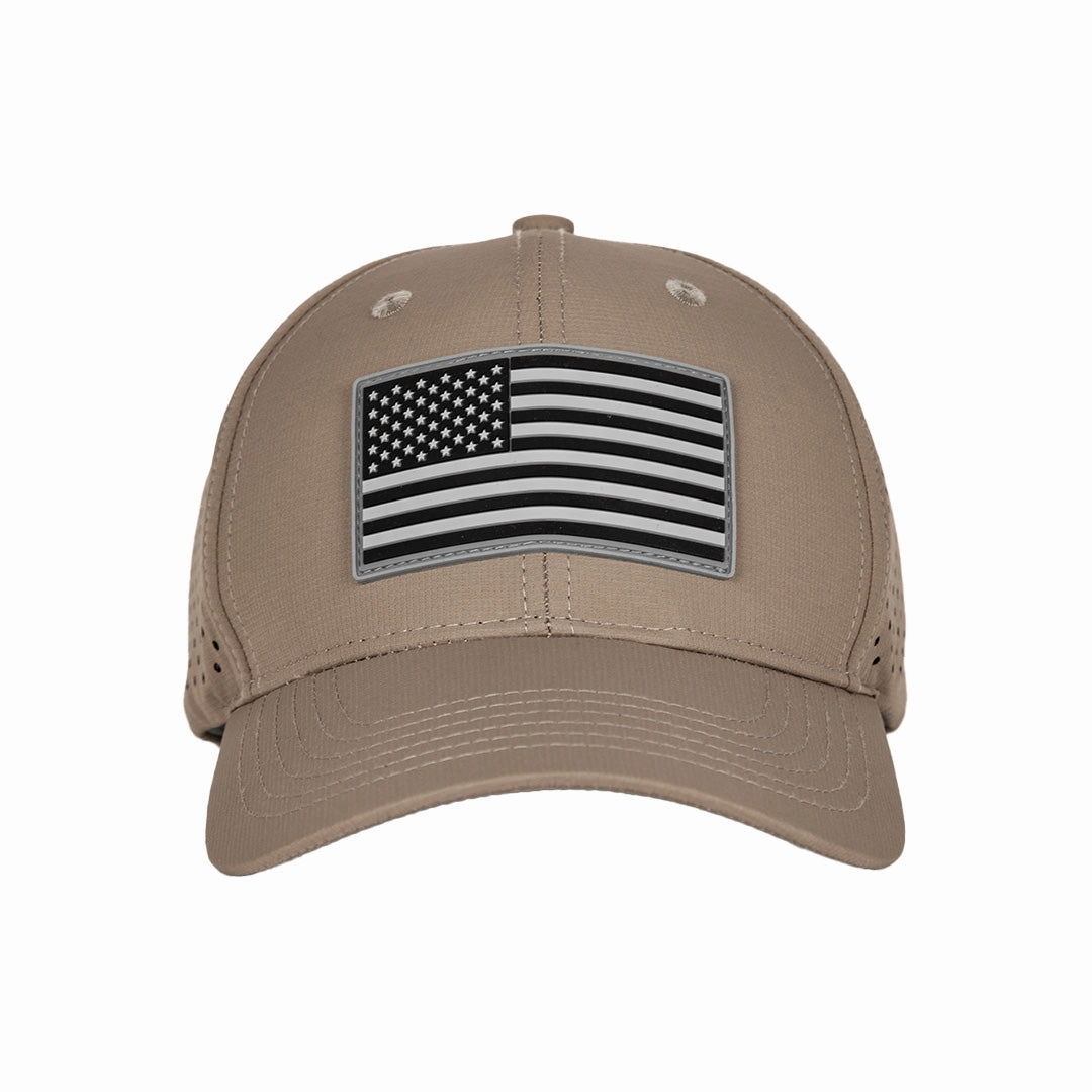 Performance Snapback | Blackout American Flag | Khaki