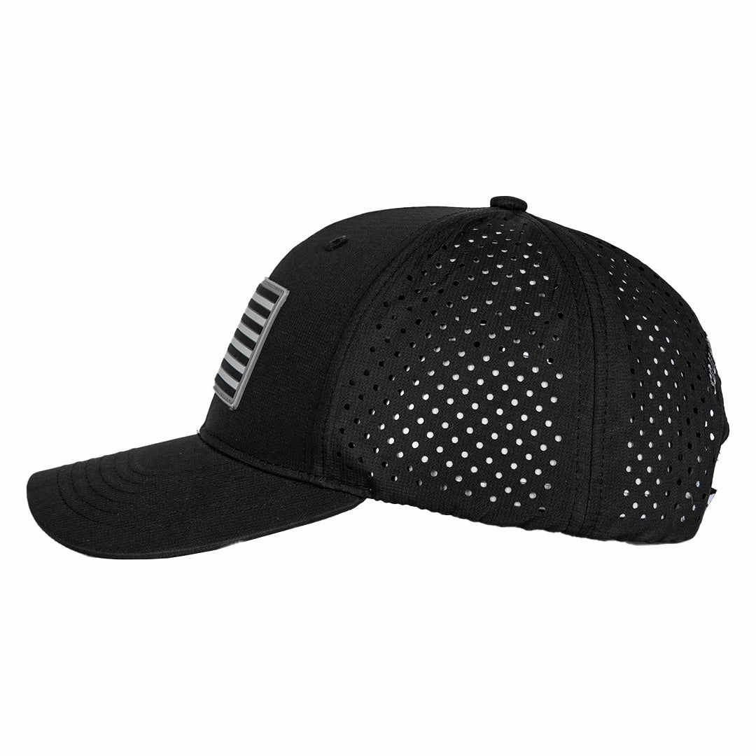 Performance Snapback| Blackout American Flag | Black