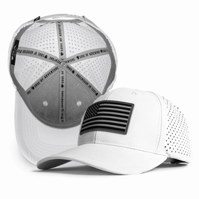 Performance Snapback| Blackout American Flag | White