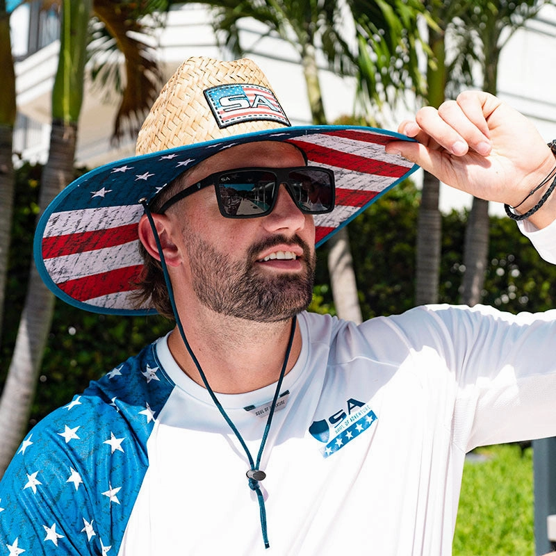 Under Brim Straw Hat | American Flag 2.0